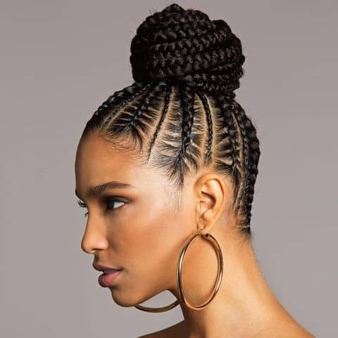 Cornrow bun braids. How to Do a Braided Bun With Cornrows, get the full tutorial here #braids #protectivestyle