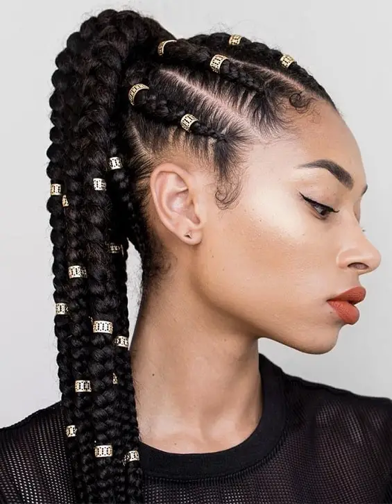 Feed in ponytail braids