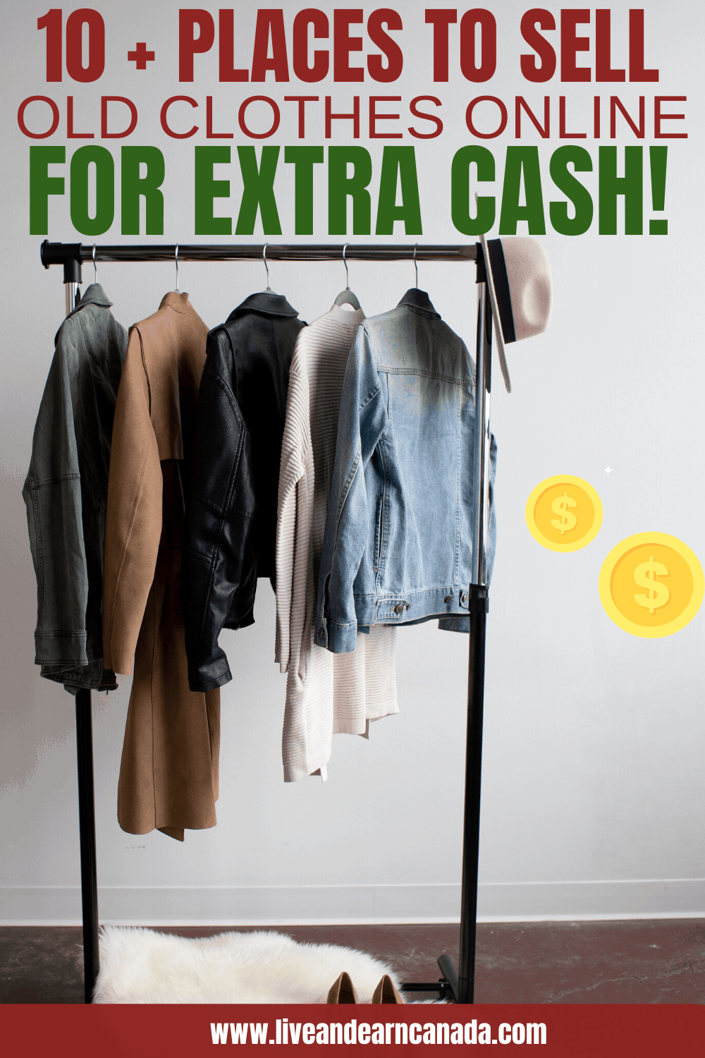 Here are our tips for selling clothes online for cash. Use our ideas for selling clothes online to make money from home. We also listed tips for selling clothes online in Canada. This is the ultimate guide for finding the best places to sell your old clothes online for money. #makemoneyonline #makemoneyfromhome #sidehustle #makemoney #frugal #makemoneyfast start selling new, used, recycled, vintage or high end clothes online.