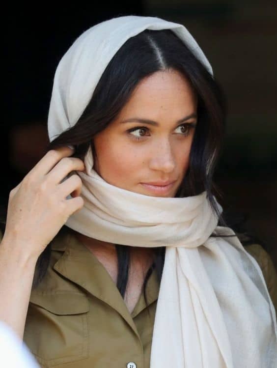 Meghan Markle wearing a headscarf with Style!