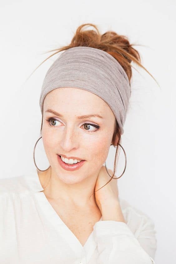 Check out these yoga head band styles. Taupe HeadWrap - Fitness Headband Yoga Headband Wide Headband Workout Headband Shabby Chic Boho Headband Tube Headband Womens Headband Finds by MinitaStudio #yogabands