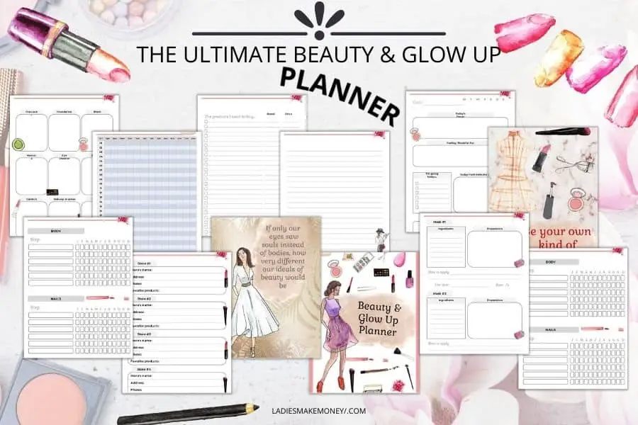 vergeet niet deze schoonheidsplanner te pakken om u te helpen uw schoonheidsroutine te plannen.'t forget to grab this beauty planner to help you plan your beauty routine.