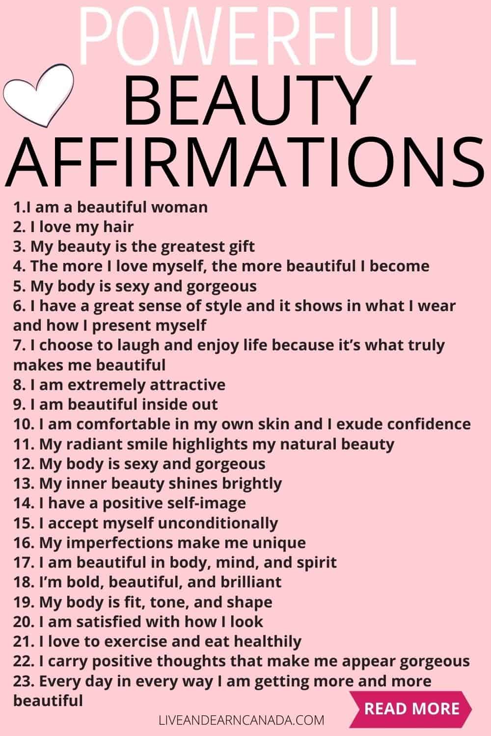 40 Positive Beauty Affirmations For Self-Assurance and Self-Confidence