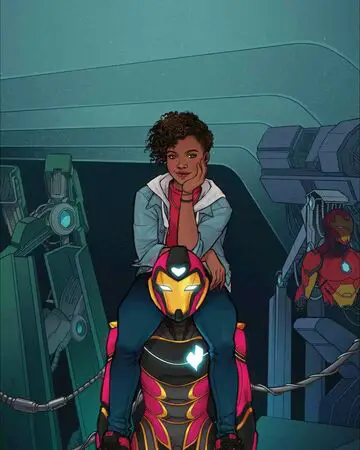 Iron heart, a black female comic charater. If you are looking for a black female comic character to introduce to your daughters, this is it!